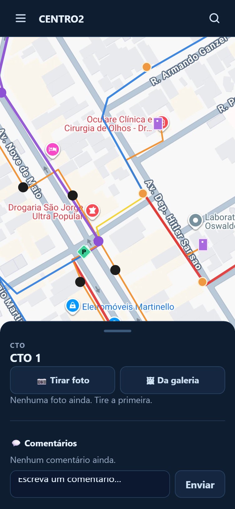 app do técnico, escolha entre câmera e galeria