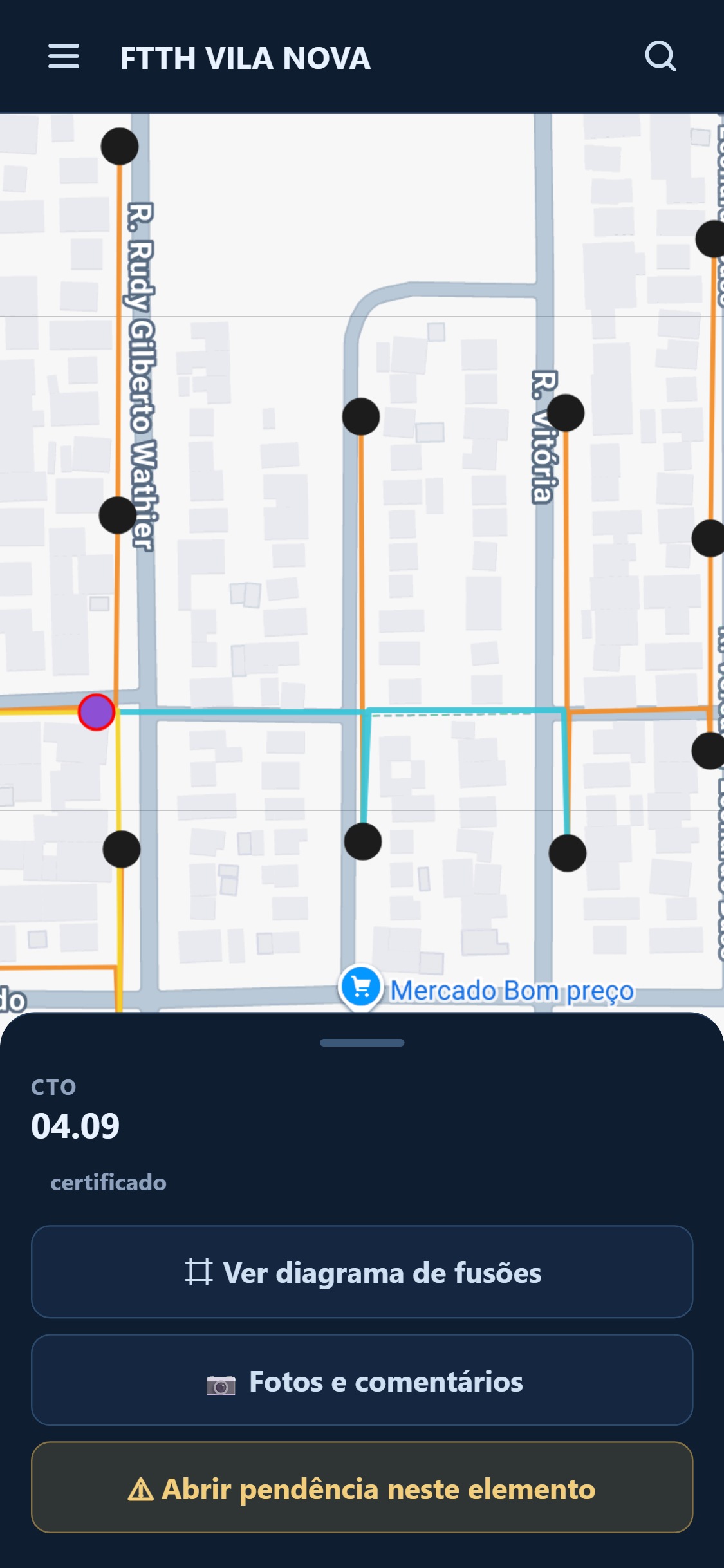 o app no celular com uma caixa selecionada