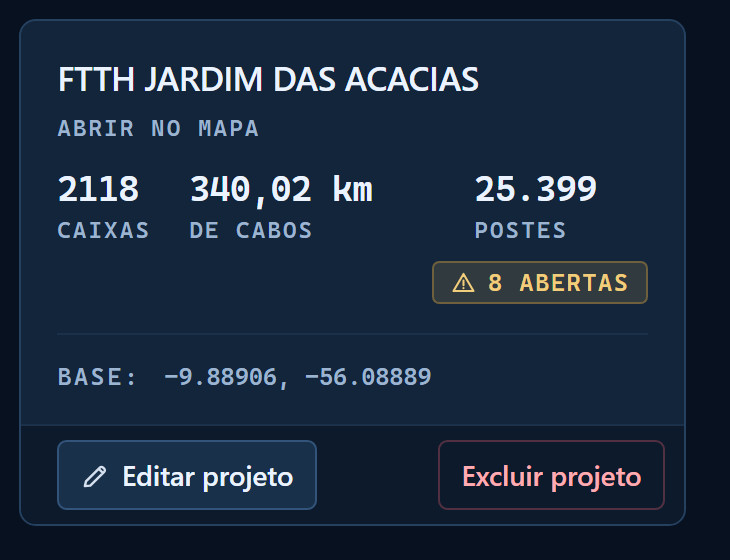 cartão de um projeto na tela inicial